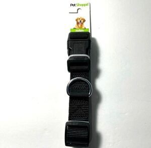 Pet Shoppe Nylon Adjustable Dog Collar Black Durable Plastic Buckle NWT